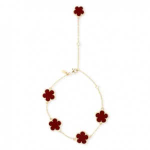 baby-anklet-3 a majestic sterling 925 silver red coral clover shaped baby anklet